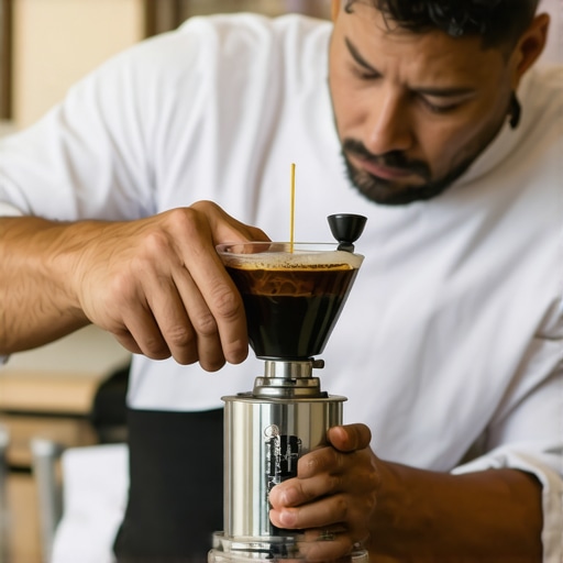 Barista calibrating a precise coffee grinder for optimal espresso extraction