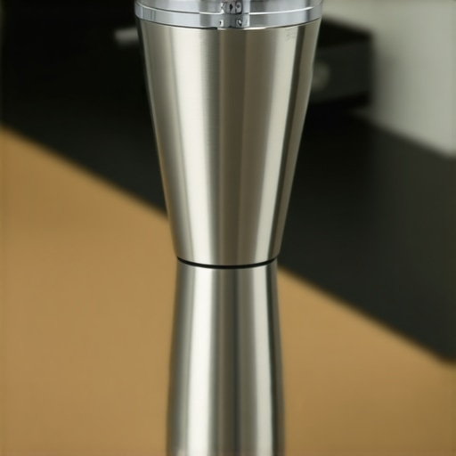 Close-up of a professional-grade conical burr grinder showing its precision components
