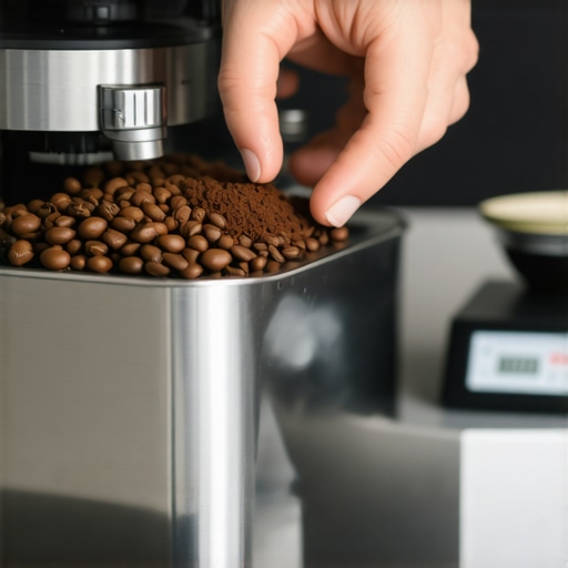 Close-up of barista fine-tuning espresso grinder for precise grind size
