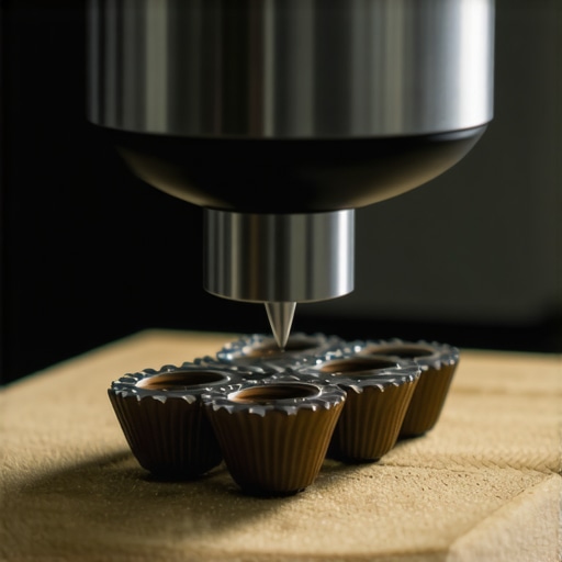 Close-up image of coffee grinder burrs during calibration process