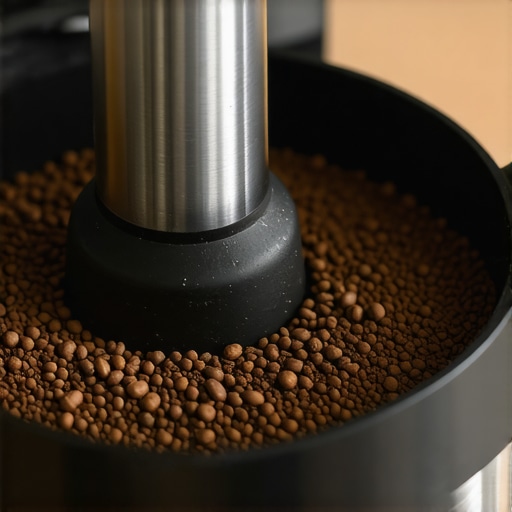 Close-up of burrs in a coffee grinder highlighting their shape and material