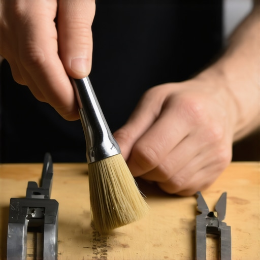Person cleaning and calibrating an espresso grinder with tools