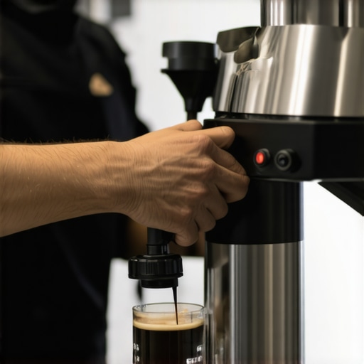 Barista adjusting grinder burrs with a calibration tool to reduce static and improve grind consistency