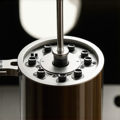 A person cleaning and adjusting an espresso grinder by removing burrs for maintenance.