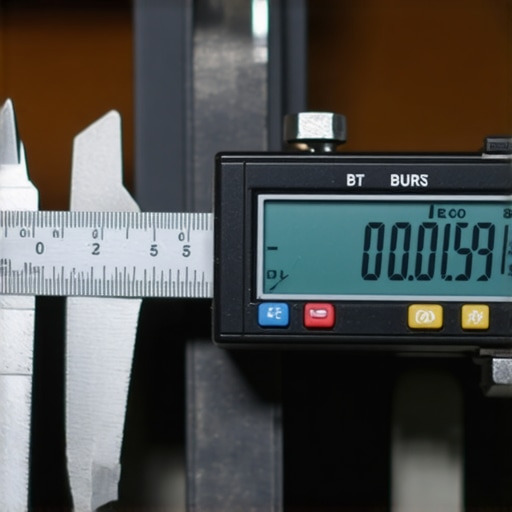 A person using a digital caliper to measure burr alignment inside a coffee grinder, highlighting routine maintenance tools