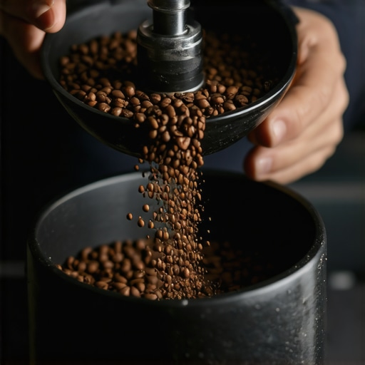 Person grinding coffee beans with a burr grinder, highlighting uniform grounds and machine details.